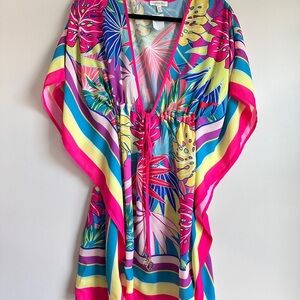 Cotton Bleu Colorful Tropical Print Swim Cover up
